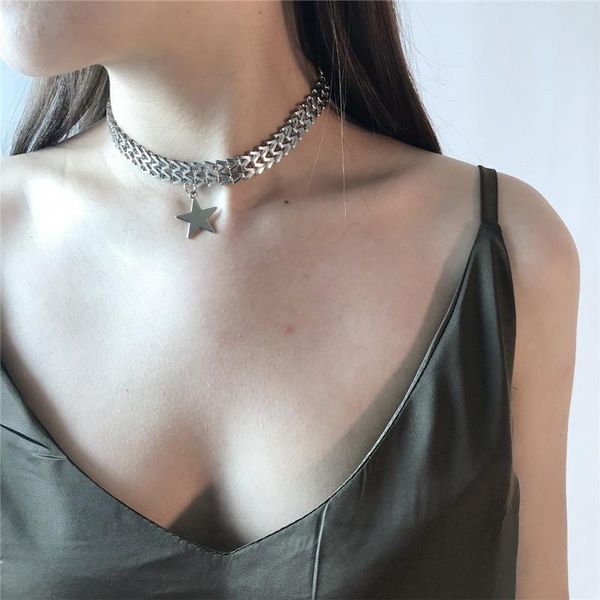 gold silver color choker necklace start pendant on neck accessories cuban link chain chokers necklaces for women
gold silver color choker necklace start pendant on neck accessories cuban link chain chokers necklaces for women