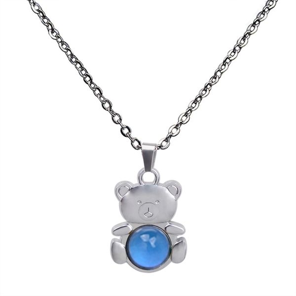 cute small bear pendant mood stone necklace students lovers color change jewelry for wholesale, Silver
cute small bear pendant mood stone necklace students lovers color change jewelry for wholesale, Silver