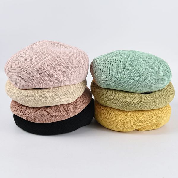 new female knitted linen summer berets ladies black french caps wholesale b0002 201019, Blue;gray
new female knitted linen summer berets ladies black french caps wholesale b0002 201019, Blue;gray