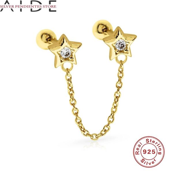 stud aide 1pcs 925 sterling silver simple cold chain earrings for women double star diamond piercing bijoux femme, Golden;silver
stud aide 1pcs 925 sterling silver simple cold chain earrings for women double star diamond piercing bijoux femme, Golden;silver