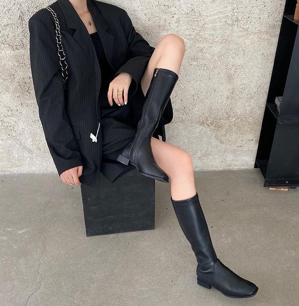 women's mid calf boots luxury designer thigh high heels high autumn shoes round toe boots-women fashion, Black
women's mid calf boots luxury designer thigh high heels high autumn shoes round toe boots-women fashion, Black