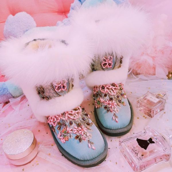 womens real fur embroidery floral beads rhinestones snow ankle boots shoes diy sweet lolita thick warm winter new 2020, Black
womens real fur embroidery floral beads rhinestones snow ankle boots shoes diy sweet lolita thick warm winter new 2020, Black