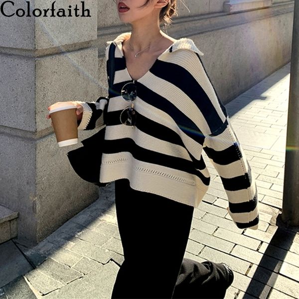 colorfaith new autumn winter women sweater polo collar pullovers knitted striped korean elegant wild ladies jumpers sw8073 201030, White
colorfaith new autumn winter women sweater polo collar pullovers knitted striped korean elegant wild ladies jumpers sw8073 201030, White
