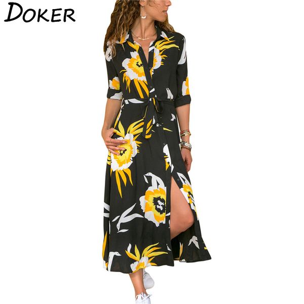 long sleeve floral print shirt dress women turn-down collar chiffon beach dress 2019 autumn plus size elegant work wear dress y200828, Black;gray
long sleeve floral print shirt dress women turn-down collar chiffon beach dress 2019 autumn plus size elegant work wear dress y200828, Black;gray