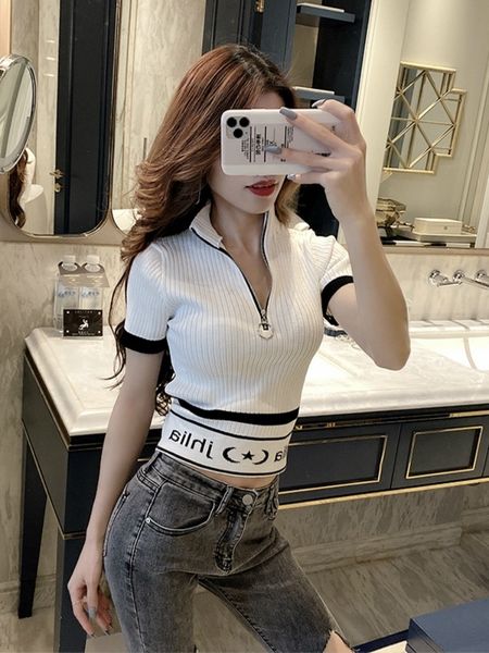 arsyk net red pn zippert-shirt half navel women's summer korean zipper zipperopen high letter short slim short sleeve t-shirt pn6gt c, White;black
arsyk net red pn zippert-shirt half navel women's summer korean zipper zipperopen high letter short slim short sleeve t-shirt pn6gt c, White;black