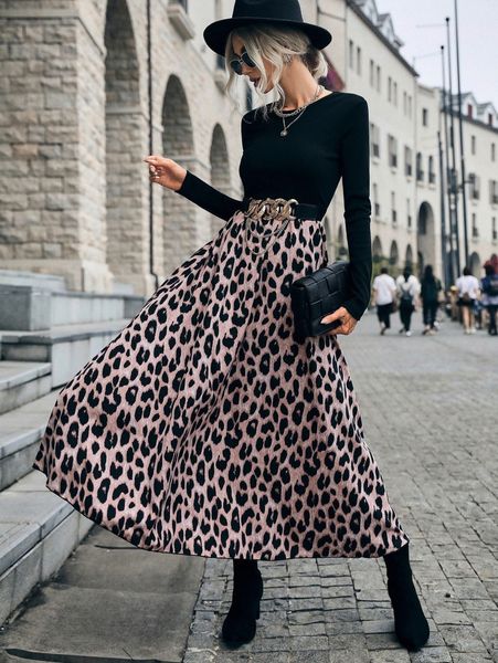 leopard print dress without belt b2zs#, Black;gray
leopard print dress without belt b2zs#, Black;gray