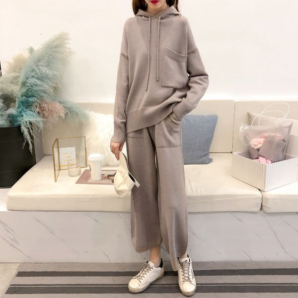 2021 new oversized two-piece clothes for solid women hoodie loose pocket sweater knitted waistband pants wide leg r81q, Gray
2021 new oversized two-piece clothes for solid women hoodie loose pocket sweater knitted waistband pants wide leg r81q, Gray