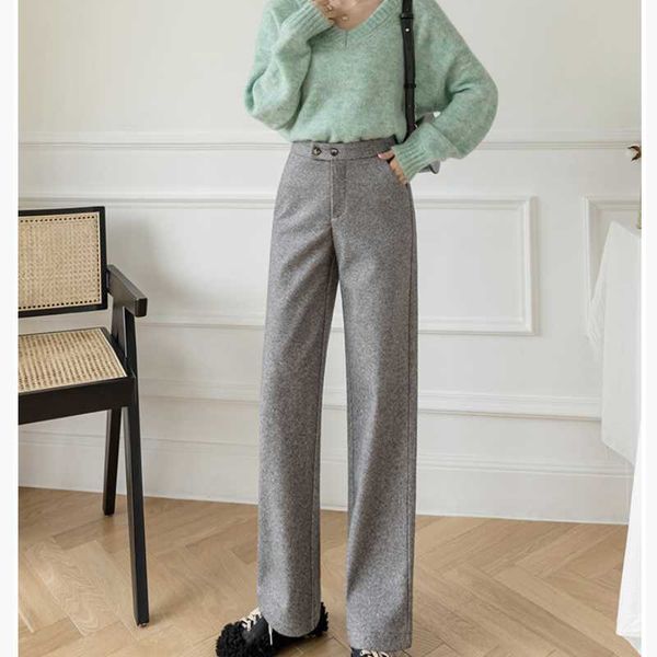 women's pants & capris 2021 autumn and winter thick woolen suit women loose casual straight-leg drape wide-leg, Black;white
women's pants & capris 2021 autumn and winter thick woolen suit women loose casual straight-leg drape wide-leg, Black;white