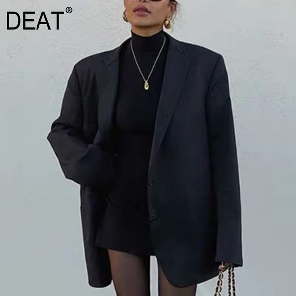 deat 2020 new spring summer solid color lapel single button blazer women vintage loose temperament coat tide pd939 c1008, White;black
deat 2020 new spring summer solid color lapel single button blazer women vintage loose temperament coat tide pd939 c1008, White;black