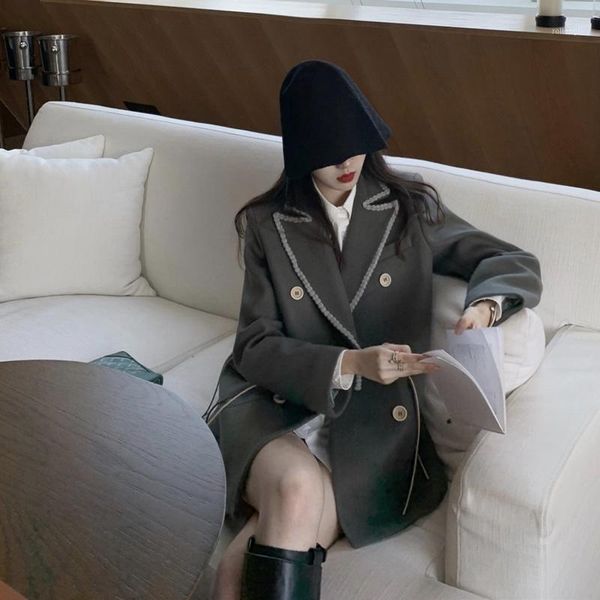 pocket business suit for women collar double-breasted woolen overcoat korean style casual autumn coat women blazers1, Black
pocket business suit for women collar double-breasted woolen overcoat korean style casual autumn coat women blazers1, Black