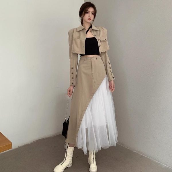 fashion women's suit 2020 new design sense small suit irregular stitching skirt two-piece, Gray
fashion women's suit 2020 new design sense small suit irregular stitching skirt two-piece, Gray