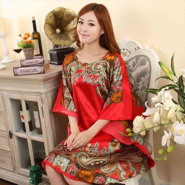 Women Faux Silk Sleepwear Nightgown Lady Rayon Robe Bathrobe Home Dress Vintage Kaftan Gown Nightshirt, Black;red
Women Faux Silk Sleepwear Nightgown Lady Rayon Robe Bathrobe Home Dress Vintage Kaftan Gown Nightshirt, Black;red