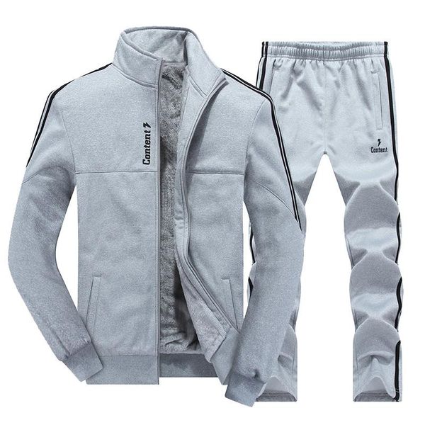 running sets winter men's plus velvet jogging sport suits jacket + pants sportswear set fitness warm tracksuit zip pocket male's c, Black;blue
running sets winter men's plus velvet jogging sport suits jacket + pants sportswear set fitness warm tracksuit zip pocket male's c, Black;blue