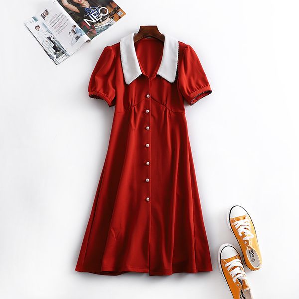 2021 New High Waist Elegant a Line Pearl Buttons Midi Retro Tea Feminine Dress Contrast Peter Color Pan Collar Vintage Red Dresses U880, Black;gray
2021 New High Waist Elegant a Line Pearl Buttons Midi Retro Tea Feminine Dress Contrast Peter Color Pan Collar Vintage Red Dresses U880, Black;gray