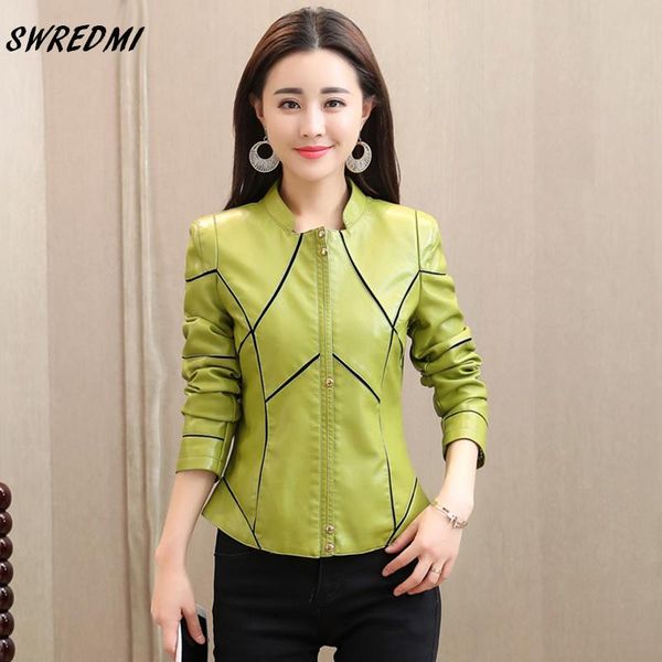 women's leather & faux women coat 2021 spring spliced green slim casual short female jackets plus size s-3xl basic clothes swredmi, Black
women's leather & faux women coat 2021 spring spliced green slim casual short female jackets plus size s-3xl basic clothes swredmi, Black