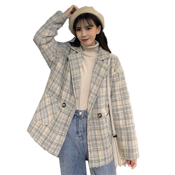 blended woolen coat women lattice wool jacket new 2021 spring autumn suit collar single-breasted check jackets outerwear k709, Black
blended woolen coat women lattice wool jacket new 2021 spring autumn suit collar single-breasted check jackets outerwear k709, Black