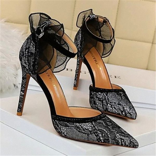 fashion 2020 summer women's lace sandals 10cm thin high heels cover heel shallow ankle buckle strap pointed toe party shoes #bp6e, Black
fashion 2020 summer women's lace sandals 10cm thin high heels cover heel shallow ankle buckle strap pointed toe party shoes #bp6e, Black