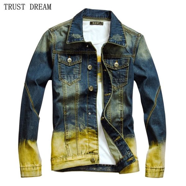 autumn winter jackets men slim jeans coats gradient color vintage jaqueta man fashion personal amazing casual denim jacket c1108, Black;brown
autumn winter jackets men slim jeans coats gradient color vintage jaqueta man fashion personal amazing casual denim jacket c1108, Black;brown