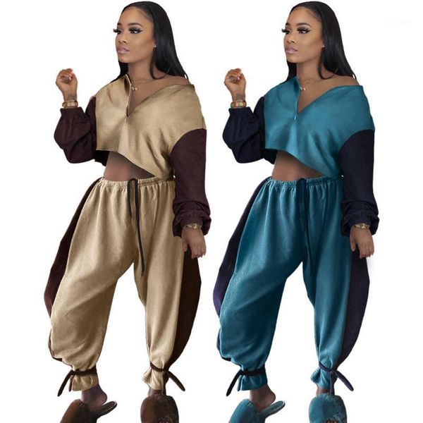 women's tracksuits 2021 casual women contrast colors outfits long sleeves zipper neck beam foot wide leg pants fashion party streetwear, Gray
women's tracksuits 2021 casual women contrast colors outfits long sleeves zipper neck beam foot wide leg pants fashion party streetwear, Gray