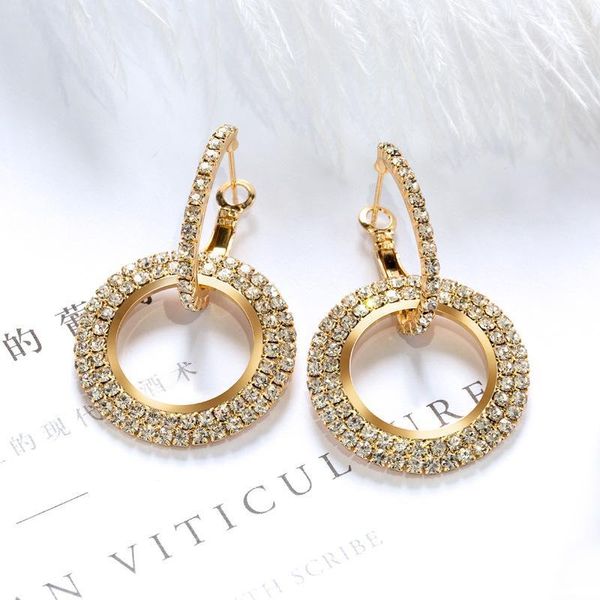 luxury double long hoop earrings round shining rhinestone zircon big earrings for women wedding accessories fashion jewelry1, Golden;silver
luxury double long hoop earrings round shining rhinestone zircon big earrings for women wedding accessories fashion jewelry1, Golden;silver