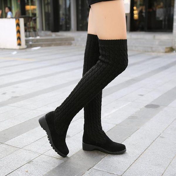 women over the knee sock boots round toe block mid heeled slip on sock boots elastic knitting knee ladies winter, Black
women over the knee sock boots round toe block mid heeled slip on sock boots elastic knitting knee ladies winter, Black