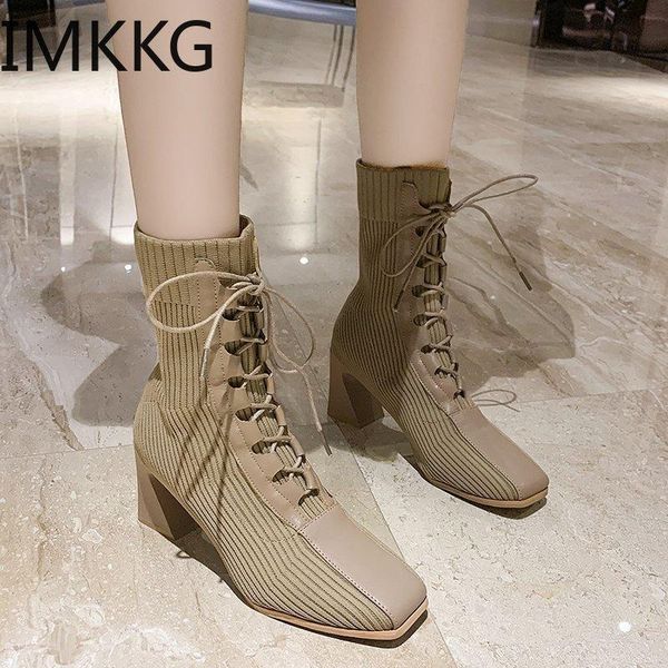 autumn winter women's mid-calf boots square toe thick boots fashion knitting match riding luxury shoes, Black
autumn winter women's mid-calf boots square toe thick boots fashion knitting match riding luxury shoes, Black