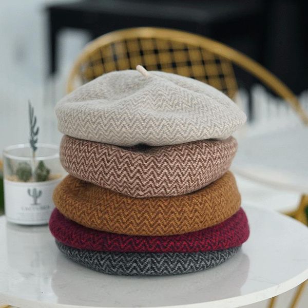 womens vintage french wool beret hat contrast color geometric wavy stripes print winter autumn warm artist painter cap, Blue;gray
womens vintage french wool beret hat contrast color geometric wavy stripes print winter autumn warm artist painter cap, Blue;gray