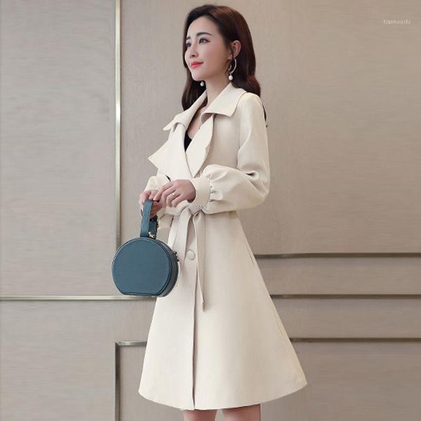 women 2020 spring autumn new fashion double-breasted windbreaker female casual long trench coat chic loose ladies overcoats l2001, Tan;black
women 2020 spring autumn new fashion double-breasted windbreaker female casual long trench coat chic loose ladies overcoats l2001, Tan;black