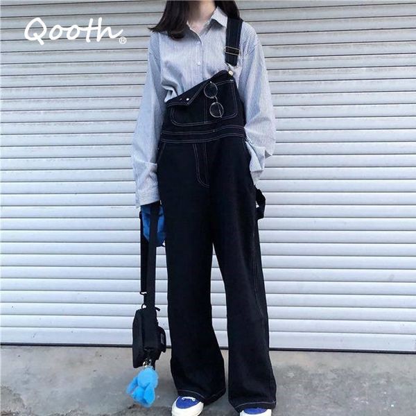 qooth high waist jeans overalls women big pockets denim romper ladies wide leg harem jumpsuits capri jeans qt096 201105, Blue
qooth high waist jeans overalls women big pockets denim romper ladies wide leg harem jumpsuits capri jeans qt096 201105, Blue