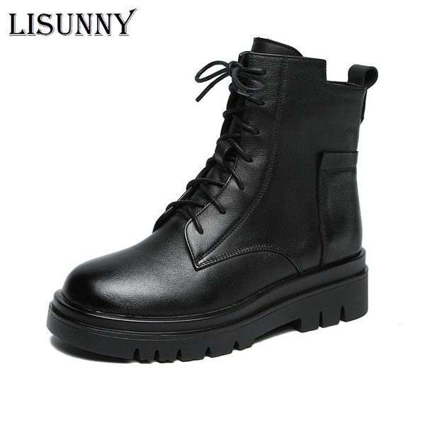 boots lisunny 2021 woman genuine leather ankle lace up shoes short winter warm platform heels footwear, Black
boots lisunny 2021 woman genuine leather ankle lace up shoes short winter warm platform heels footwear, Black