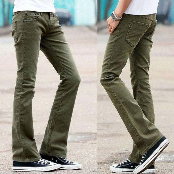 men's japanese and korean flare jeans trousers flare high waist green black pants, Blue
men's japanese and korean flare jeans trousers flare high waist green black pants, Blue