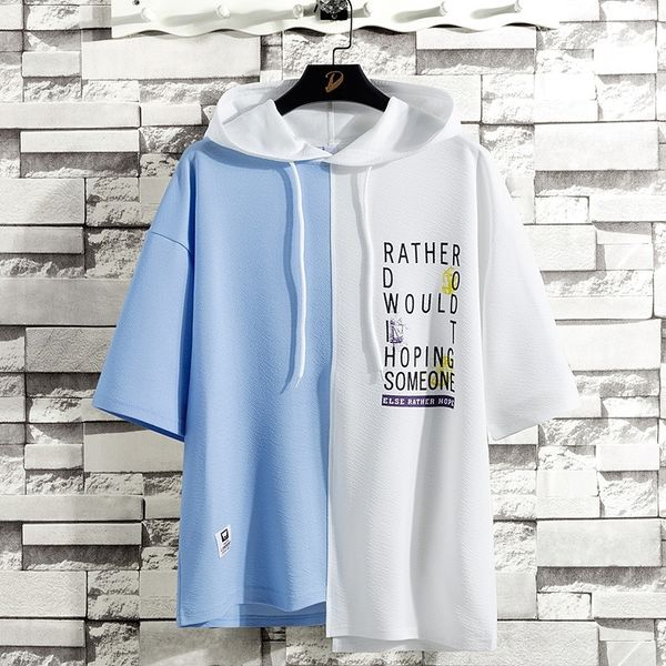 16wop с коротким рукавом мужская с капюшоном сплайсинга моды красивый 5-рукав бренд футболки одежда clothesclothes летние мужские свободные, Blue
16wop с коротким рукавом мужская с капюшоном сплайсинга моды красивый 5-рукав бренд футболки одежда clothesclothes летние мужские свободные, Blue