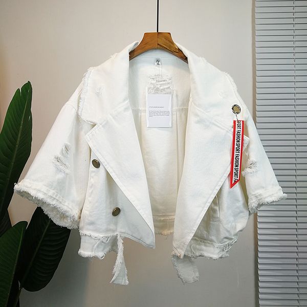 high waist short spring jacket woman windbreaker clothes autumn loose ripped denim female jacket jeans streetwear coat clothing 201023, Black;brown
high waist short spring jacket woman windbreaker clothes autumn loose ripped denim female jacket jeans streetwear coat clothing 201023, Black;brown