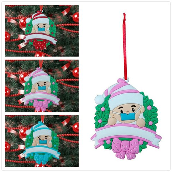 Face Mask Snowman Christmas Tree Ornament Hanging Pendant Xmas Decoration Personalized Quarantine Survivor Party Supplies 3 Colors E102605