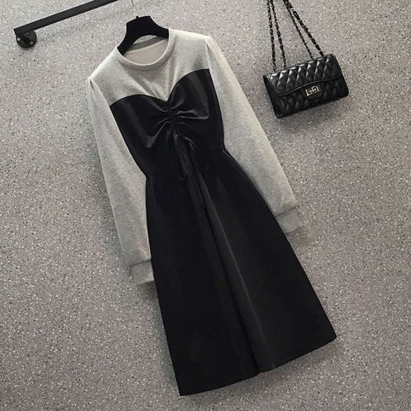 large size women's 2021 spring new fat sister korean fashion splicing show thin age reduction dress, Black;gray
large size women's 2021 spring new fat sister korean fashion splicing show thin age reduction dress, Black;gray