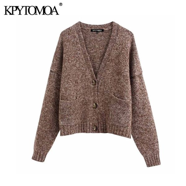 vintage stylish pockets loose cropped knitted cardigan sweater women fashion v neck long sleeve female outerwear chic y200915, White;black
vintage stylish pockets loose cropped knitted cardigan sweater women fashion v neck long sleeve female outerwear chic y200915, White;black