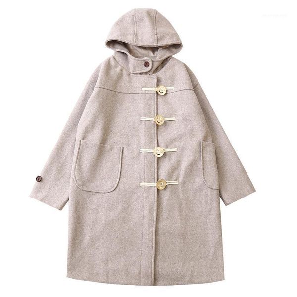 women's wool & blends casual women winter coats long hooded woolen outwear loose harajuku horns buckle preppy style coat1, Black
women's wool & blends casual women winter coats long hooded woolen outwear loose harajuku horns buckle preppy style coat1, Black