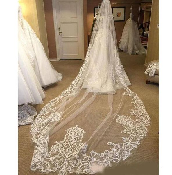 white ivory wedding veils three meters long with lace applique edge one layer cathedral length custom made designer bridal veil, Black
white ivory wedding veils three meters long with lace applique edge one layer cathedral length custom made designer bridal veil, Black