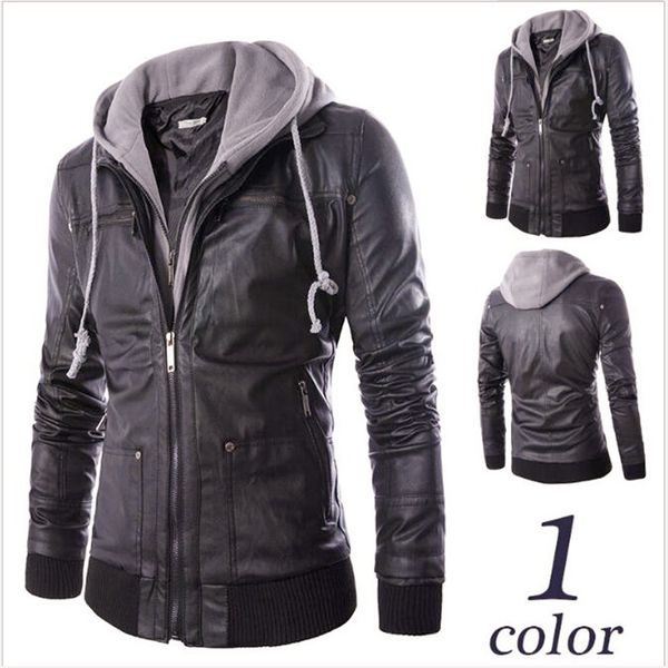 foreign trade autumn clothes new men's foreign trade slim hooded fake two pieces of men's motorcycle leather jackets, Black
foreign trade autumn clothes new men's foreign trade slim hooded fake two pieces of men's motorcycle leather jackets, Black