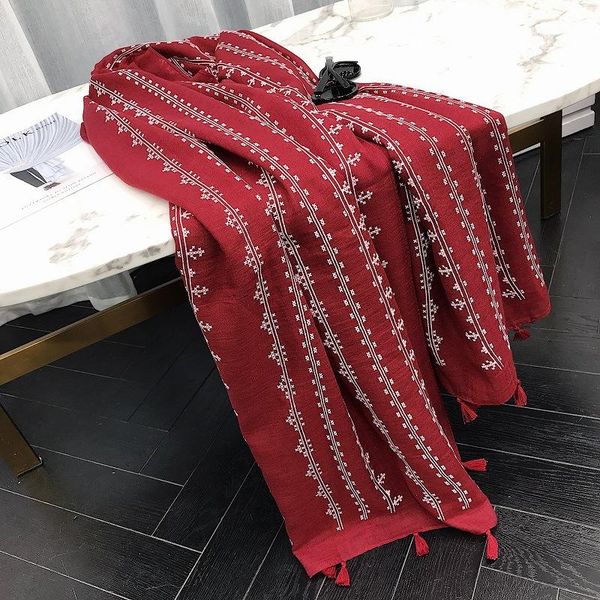 мода новые шарфы малый свежий хлопок белье шарфы национальный ветер цвет.шаблон matching солнцезащитный теплый платок длинный шарф sqckmg, Blue;gray