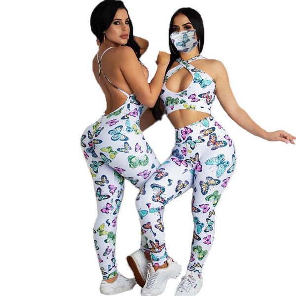 women sleeveless halter butterfly print hole crop leggings mask 3 pieces set sports wear tracksuit f858, Gray
women sleeveless halter butterfly print hole crop leggings mask 3 pieces set sports wear tracksuit f858, Gray