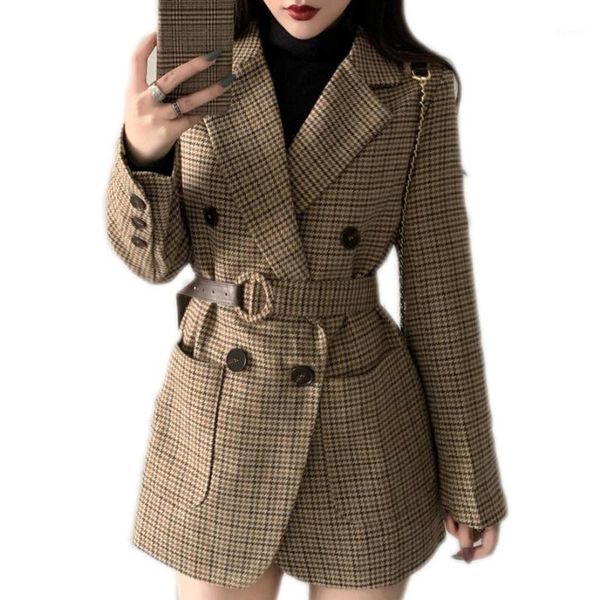 women's suits & blazers 2021 spring autumn women's sashes jackets notched outerwear england style vintage plaid blazer woolen coat, White;black
women's suits & blazers 2021 spring autumn women's sashes jackets notched outerwear england style vintage plaid blazer woolen coat, White;black