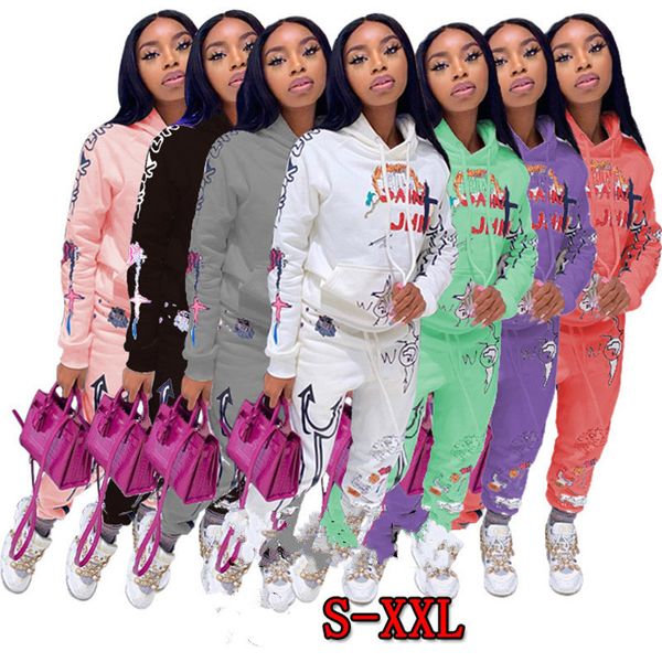 women 2 piece set fashion print letter long sleeve hooded pullover trousers outfits ladies street casual suit fall new 2020, White
women 2 piece set fashion print letter long sleeve hooded pullover trousers outfits ladies street casual suit fall new 2020, White