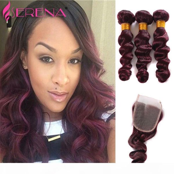 brazilian ombre human hair 99j burgundy wine red ombre hair weave bundles loose wave wavy human hair extensions 4pcs lot 4x4 lace closure, Black;brown
brazilian ombre human hair 99j burgundy wine red ombre hair weave bundles loose wave wavy human hair extensions 4pcs lot 4x4 lace closure, Black;brown