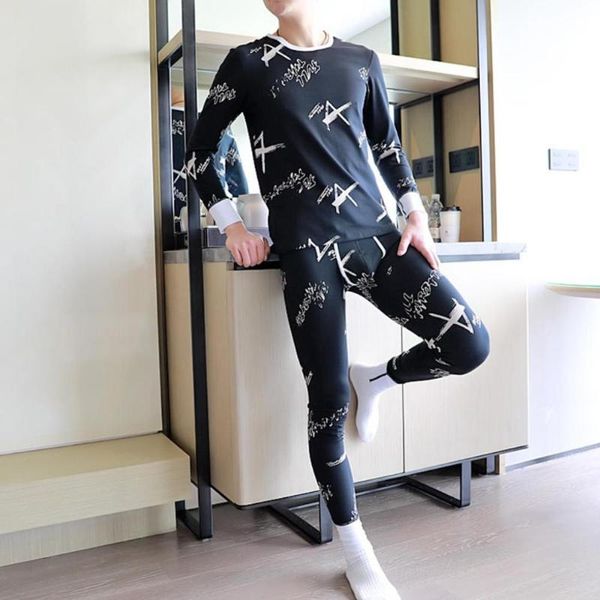 men's thermal underwear 1 set = coat + trousers autumn winter men slim long-johns crew neck letter printed cotton warm long-pants, Black;white
men's thermal underwear 1 set = coat + trousers autumn winter men slim long-johns crew neck letter printed cotton warm long-pants, Black;white