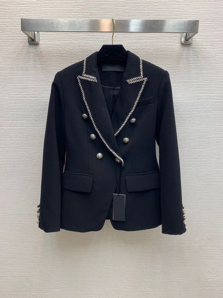 2021 new convex button letter heavy industry diamond binding Lapel double breasted slim fit suit coat, Gray