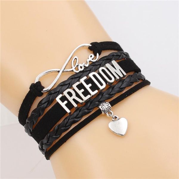 link, chain om letter infinity bracelet love charm multi-layer handmade leather bracelets punk jewelry for men&women, Black
link, chain om letter infinity bracelet love charm multi-layer handmade leather bracelets punk jewelry for men&women, Black