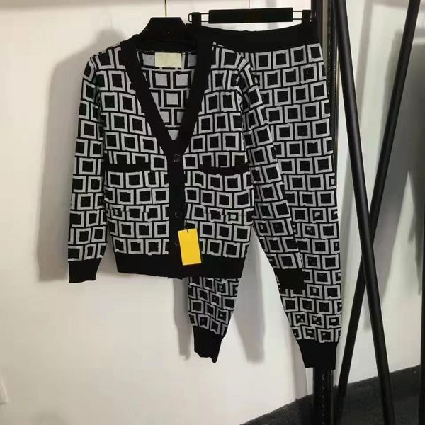 designer f knit two piece pants fashion cardigan long sleeve + casual pant two pieces set, White
designer f knit two piece pants fashion cardigan long sleeve + casual pant two pieces set, White
