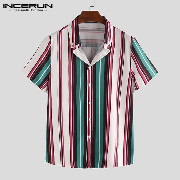 men's casual shirts incerun fashion men striped shirt lapel 2021 button streetwear short sleeve breathable hawaiian summer beach camisa, White;black
men's casual shirts incerun fashion men striped shirt lapel 2021 button streetwear short sleeve breathable hawaiian summer beach camisa, White;black