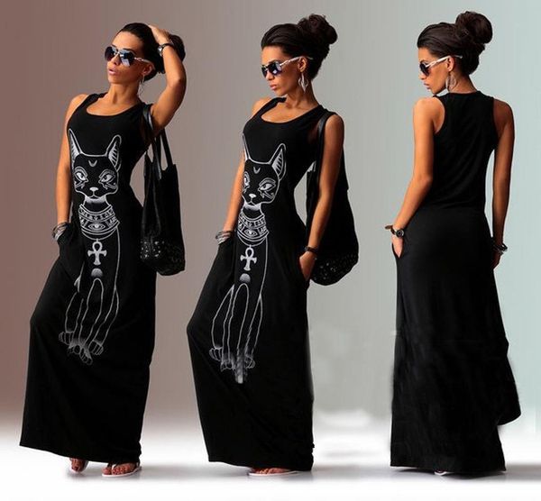 cute women summer cat print sleeveless pencil dress long maxi dress party beach sundress gray white, Black;gray
cute women summer cat print sleeveless pencil dress long maxi dress party beach sundress gray white, Black;gray